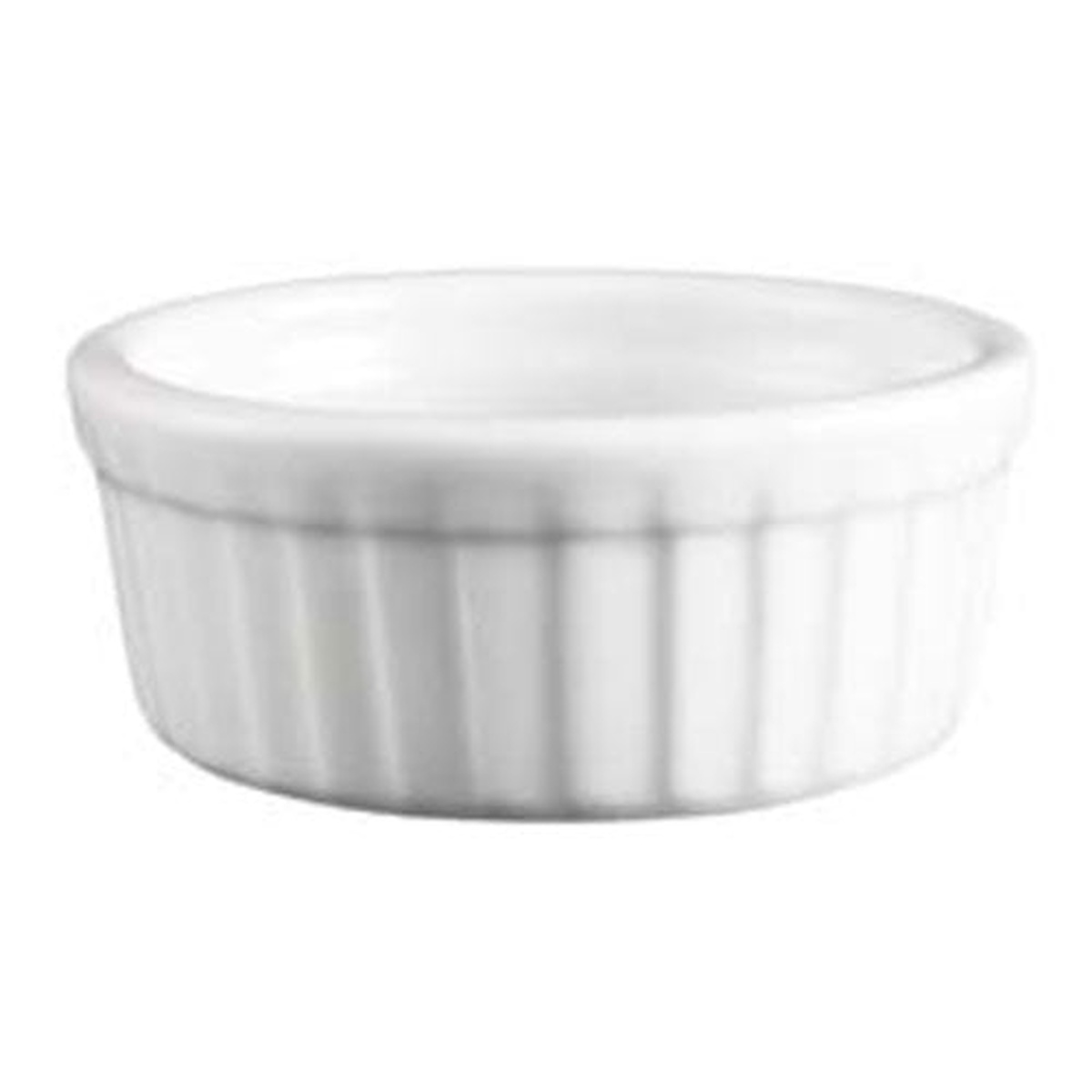 Vertex China RMK-2-P white fluted porcelain ramekin with rolled edge, 2 oz.