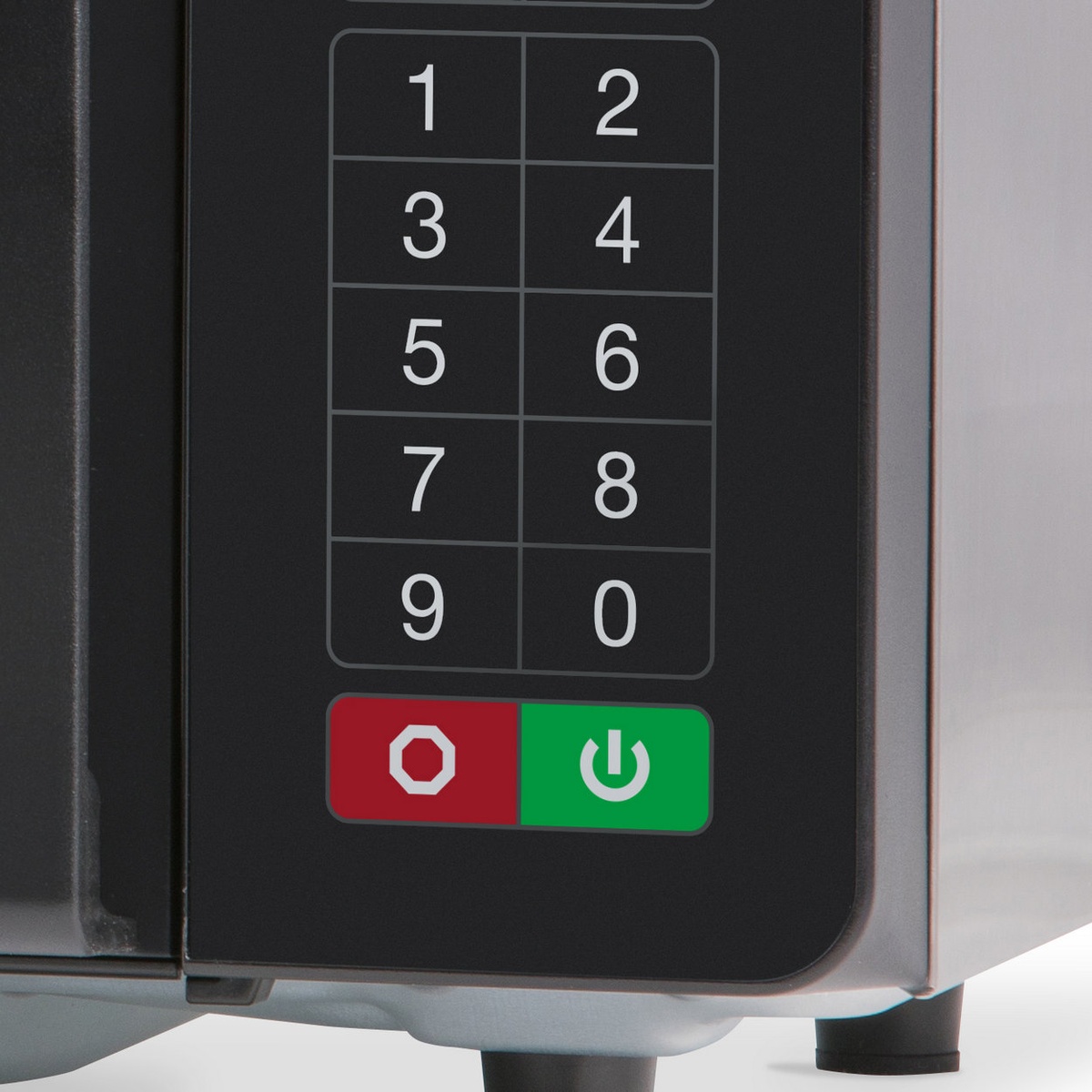 Close-up of RMS10TSA numeric keypad with start and stop buttons