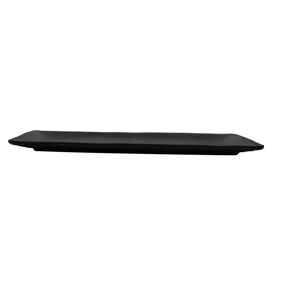 G.E.T. Enterprises Nara black rectangular melamine platter, side profile view showing slim depth