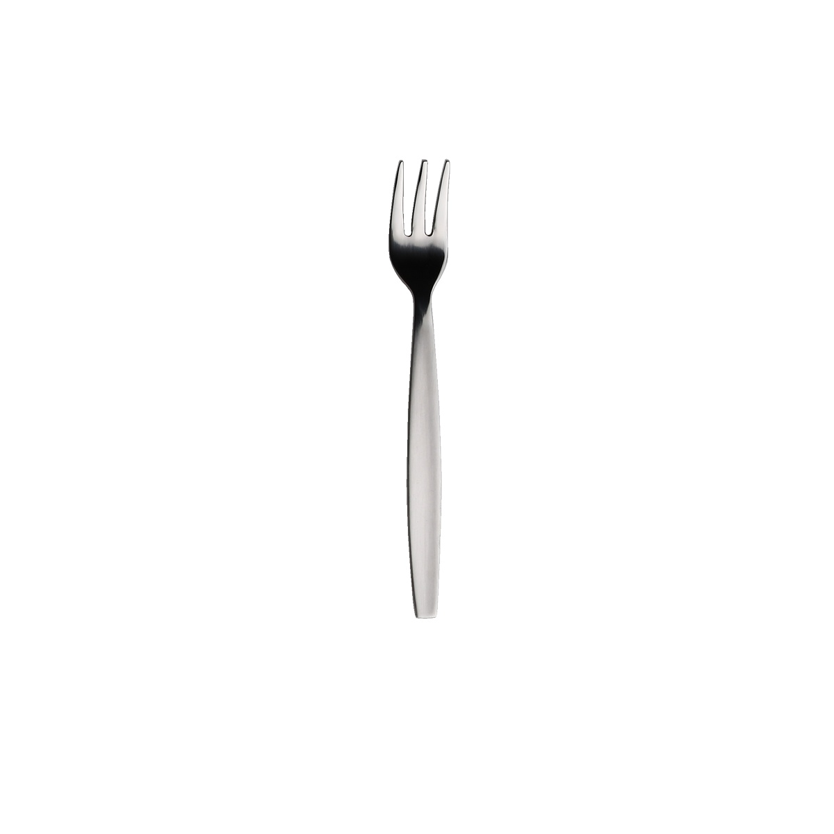 Libertyware RSQ9 Reunion Square cocktail fork with satin-finished handle on white background