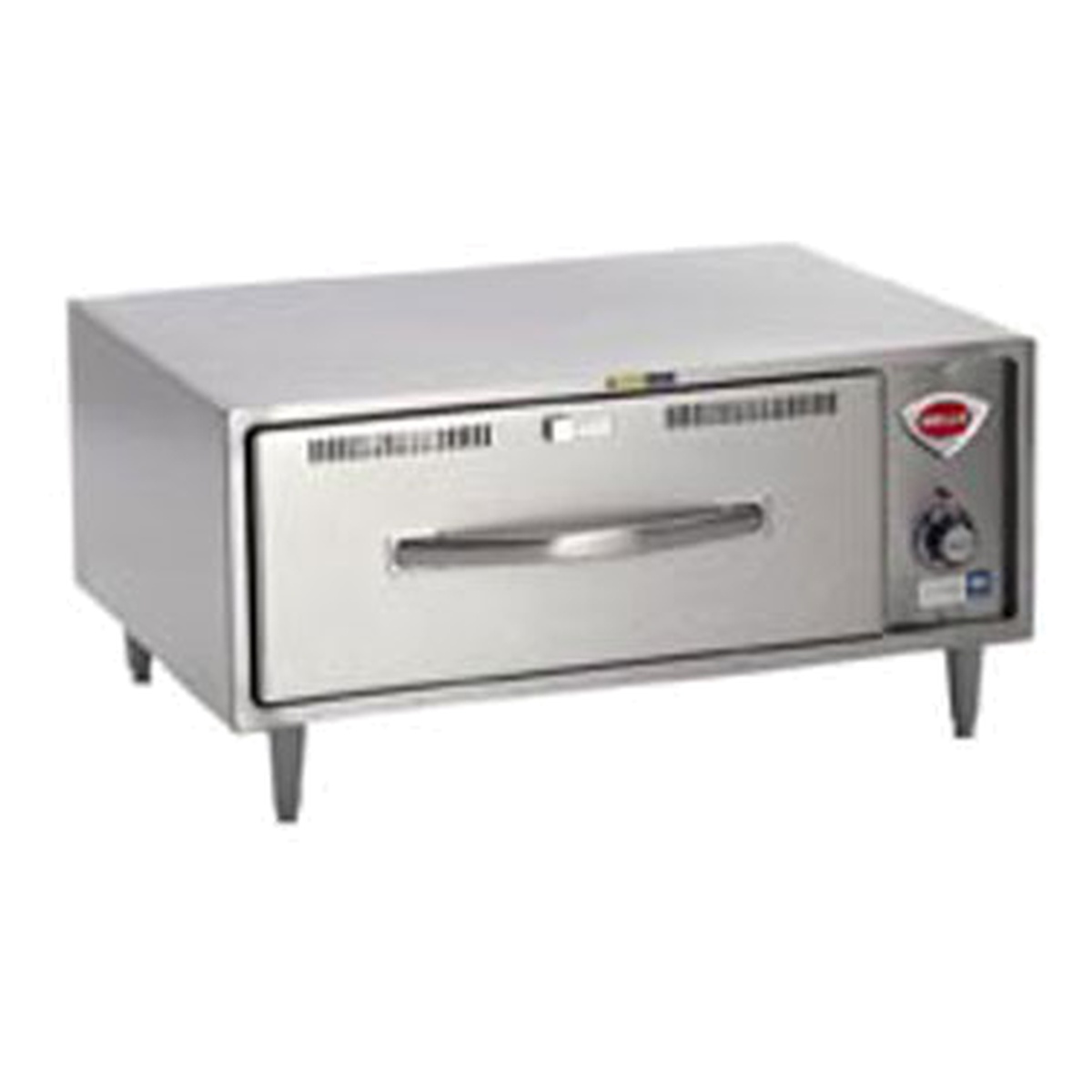 Wells RW-1HD single warming drawer unit with stainless steel exterior, front vent, and thermostatic control knob