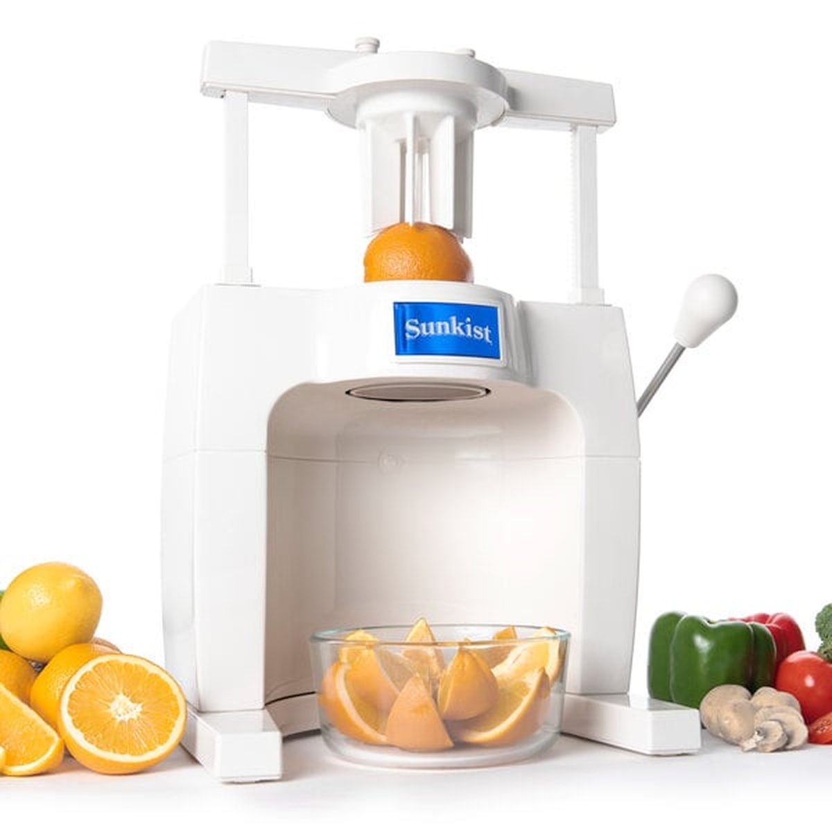 Sunkist S-101 sectionizer cutting an orange into wedges