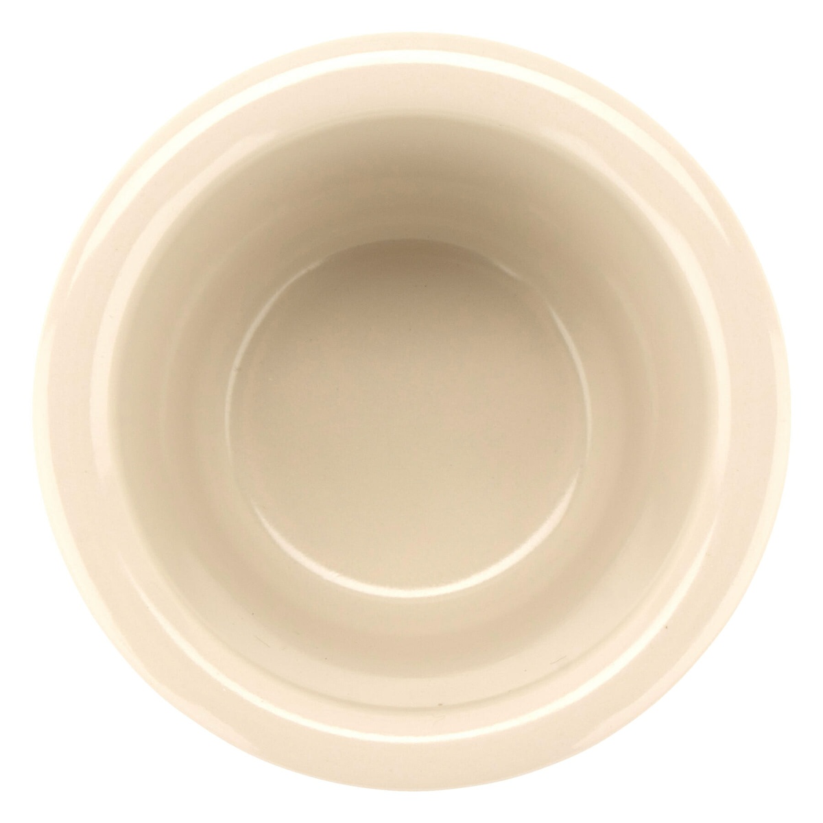 G.E.T. Enterprises S-610-IV ivory melamine ramekin, top-down view showing round opening