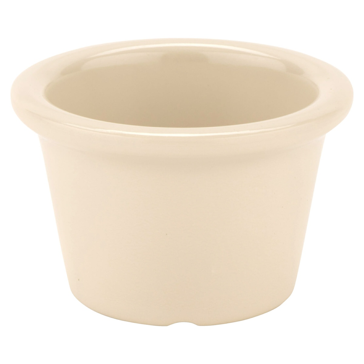 G.E.T. Enterprises S-610-IV ivory melamine ramekin, side view showing cone profile and rim