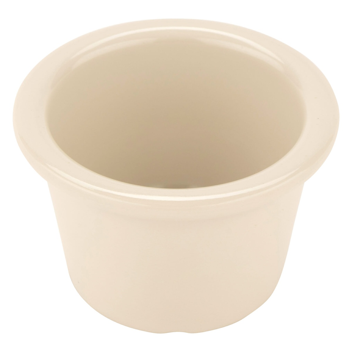 G.E.T. Enterprises S-610-IV ivory melamine ramekin, angled view showing interior depth
