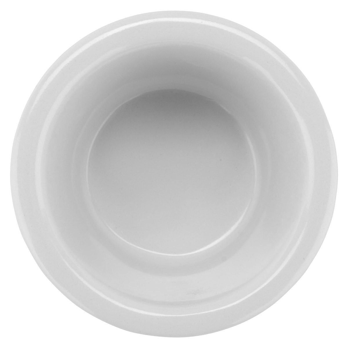 GET Enterprises S-610-W white melamine ramekin top-down view showing interior bowl depth