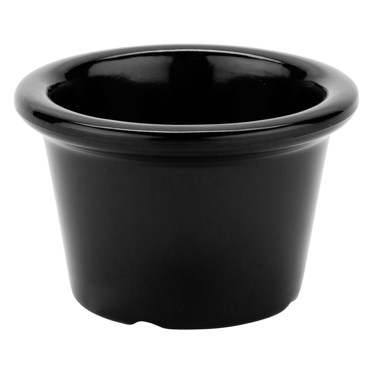 G.E.T. Enterprises 1.5 oz melamine ramekin, straight-on side profile showing tapered body and flared rim