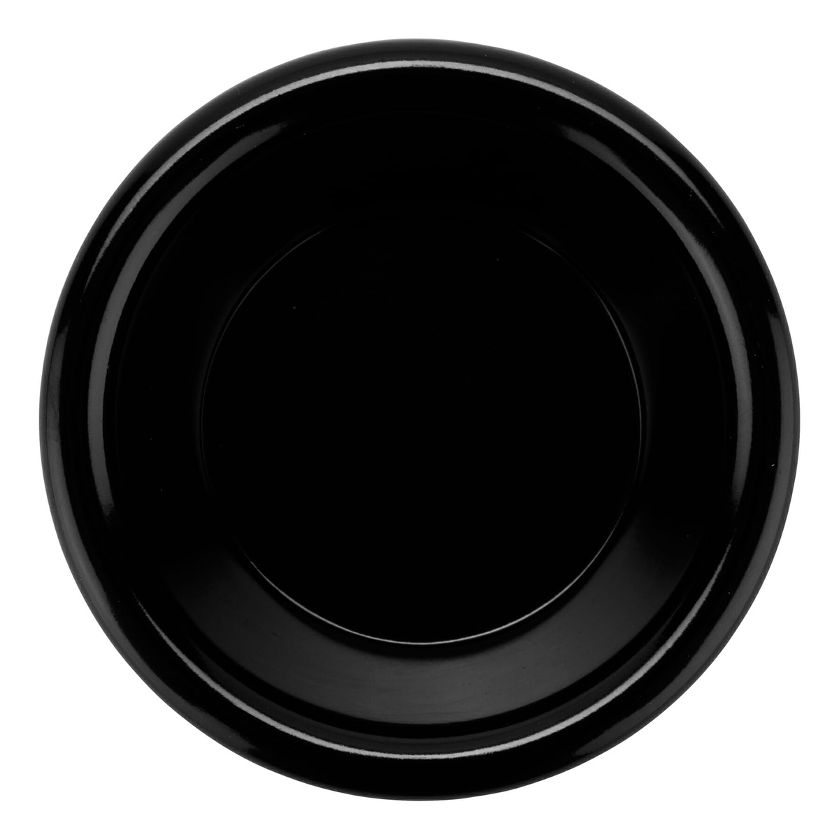 Overhead flat view of the G.E.T. S-620-BK black melamine ramekin showing round top opening