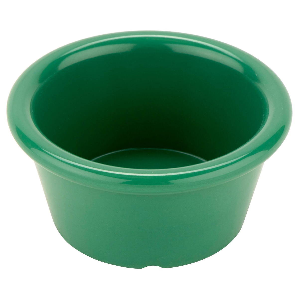 G.E.T. Enterprises S-620-FG 2 oz rainforest green melamine ramekin, top-angled view