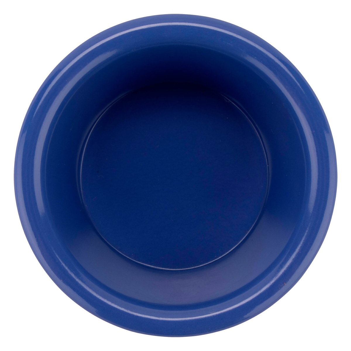 Top-down view of G.E.T. Enterprises S-620-PB peacock blue melamine ramekin showing round interior