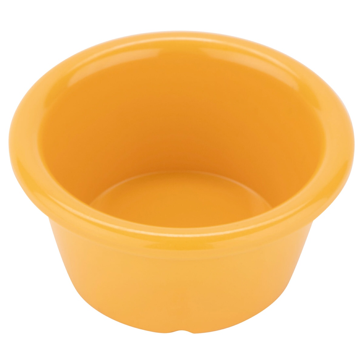 GET Enterprises S-620-TY 2 oz tropical yellow melamine ramekin angled top view