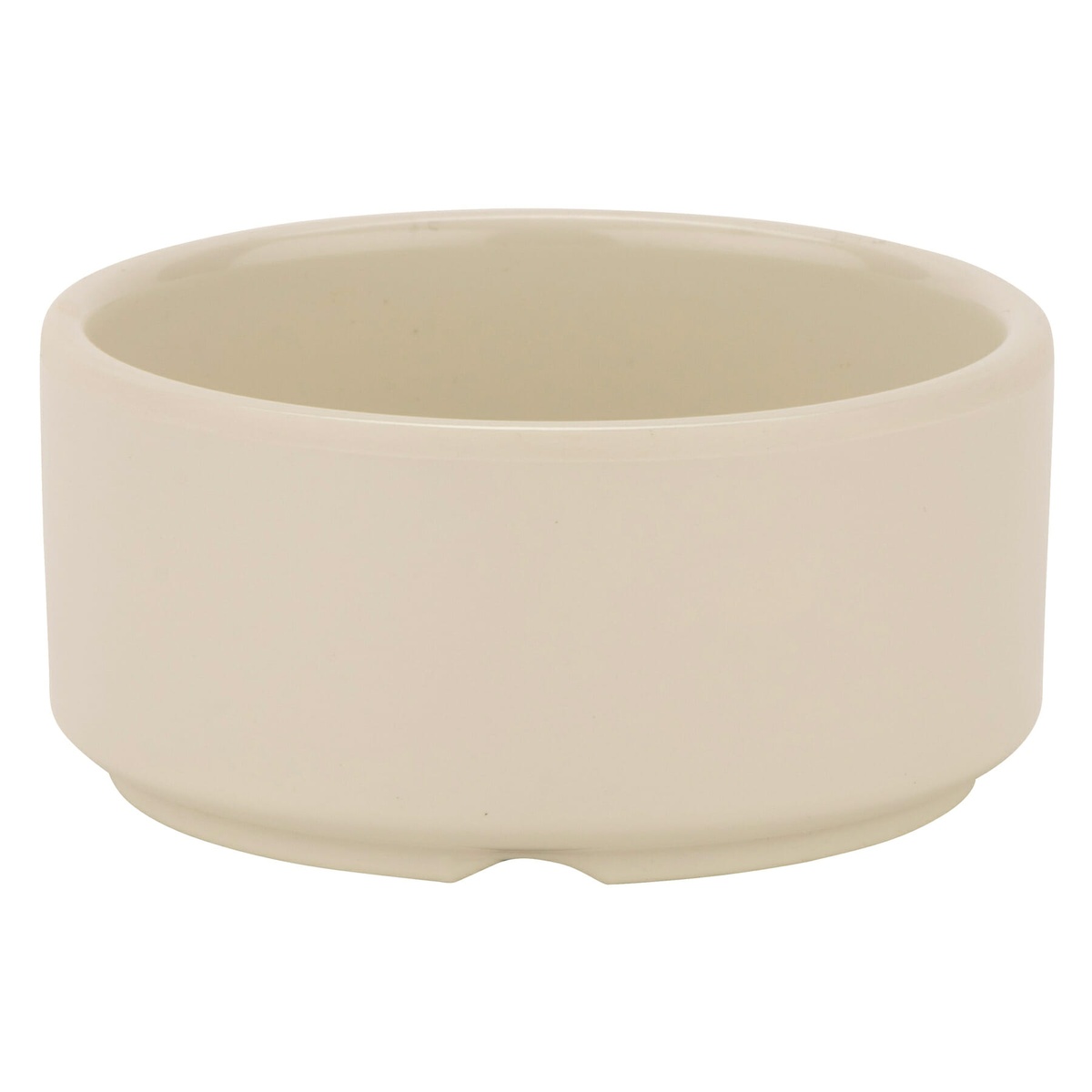 G.E.T. Enterprises S-640-IV ivory melamine ramekin front side view showing 1.5-inch depth and straight walls