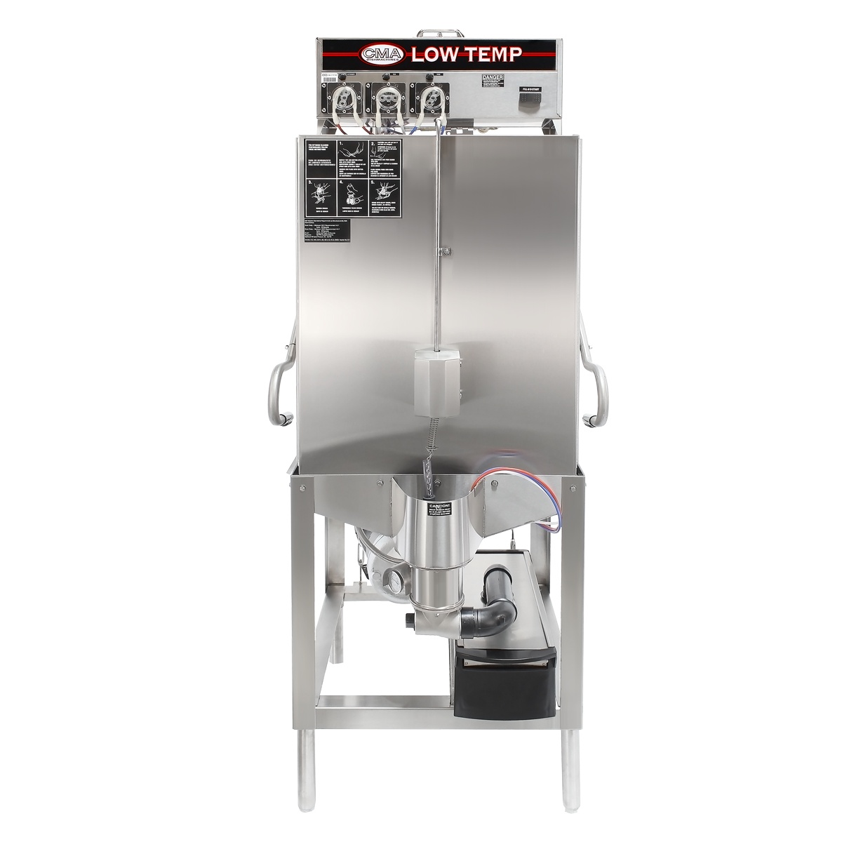 Front view of CMA Dishmachines S-AH low temperature straight-through door type dishwasher