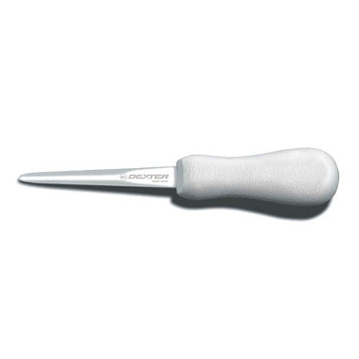 Dexter Russell S120 Sani-Safe 4-inch Oyster Knife with white handle and Boston pattern blade