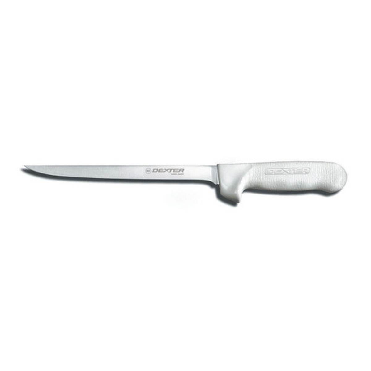 Dexter Russell Sani-Safe 7-inch fillet knife with white polypropylene handle and narrow flexible blade
