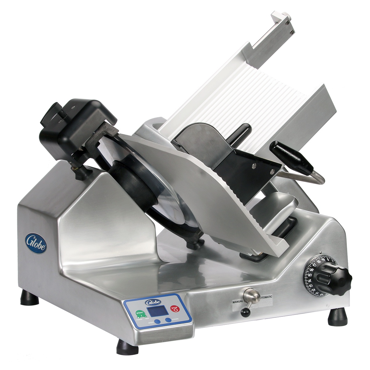 Globe S13A automatic meat slicer with 13-inch knife and angled carriage