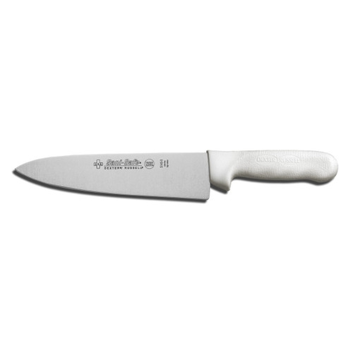 Dexter Russell Sani-Safe 8-inch cook's knife with white polypropylene handle and DEXSTEEL blade
