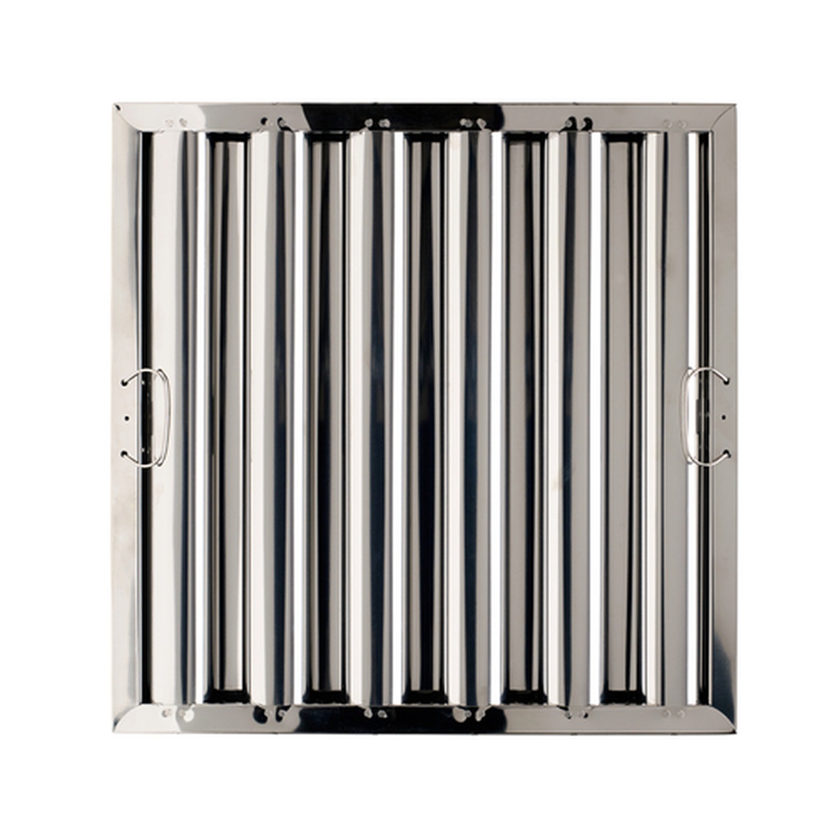 Krowne S1625 Silver Series stainless steel baffle grease filter with built-in side handles, front view