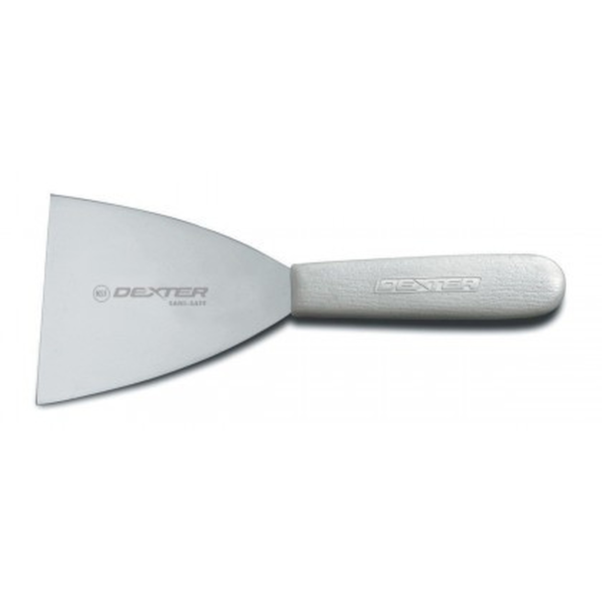 Dexter Russell S293 Sani-Safe 3-inch griddle scraper with stainless steel blade and white polypropylene handle