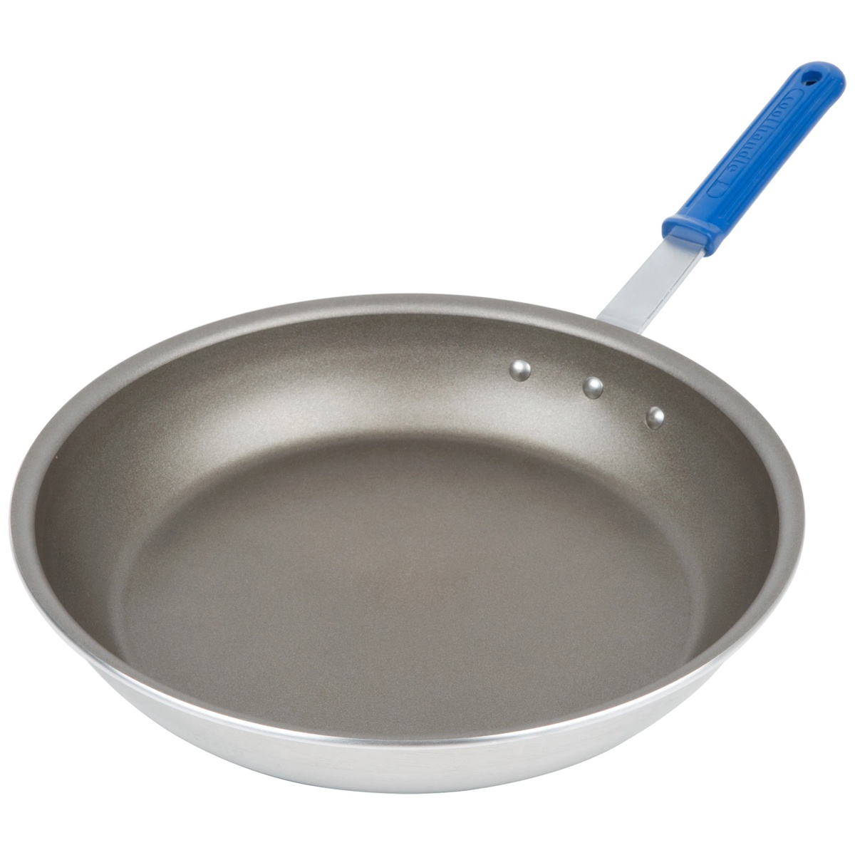 Vollrath S4014 14-inch Wear-Ever aluminum fry pan with PowerCoat2 nonstick interior and blue Cool Handle silicone grip