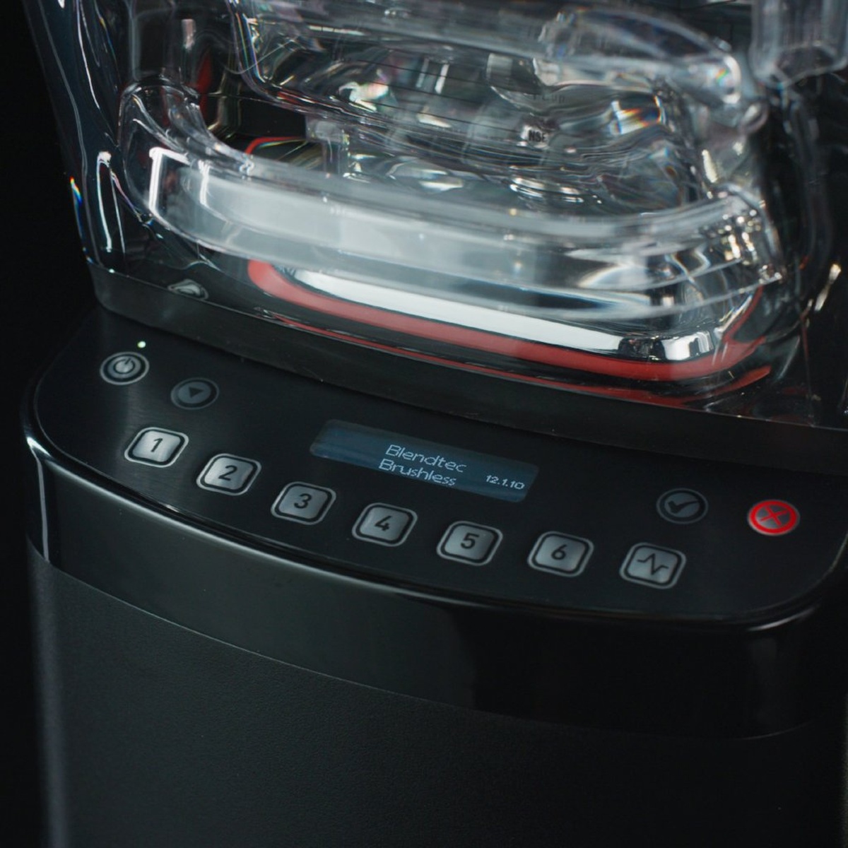 Close-up of Blendtec Stealth control panel and display