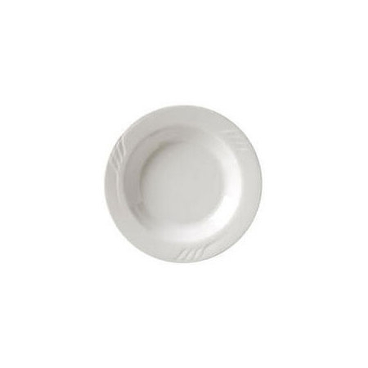 Vertex China SAU-23 Sausalito 24 oz white porcelain pasta and soup bowl with sculpted decorative lines and wide rim