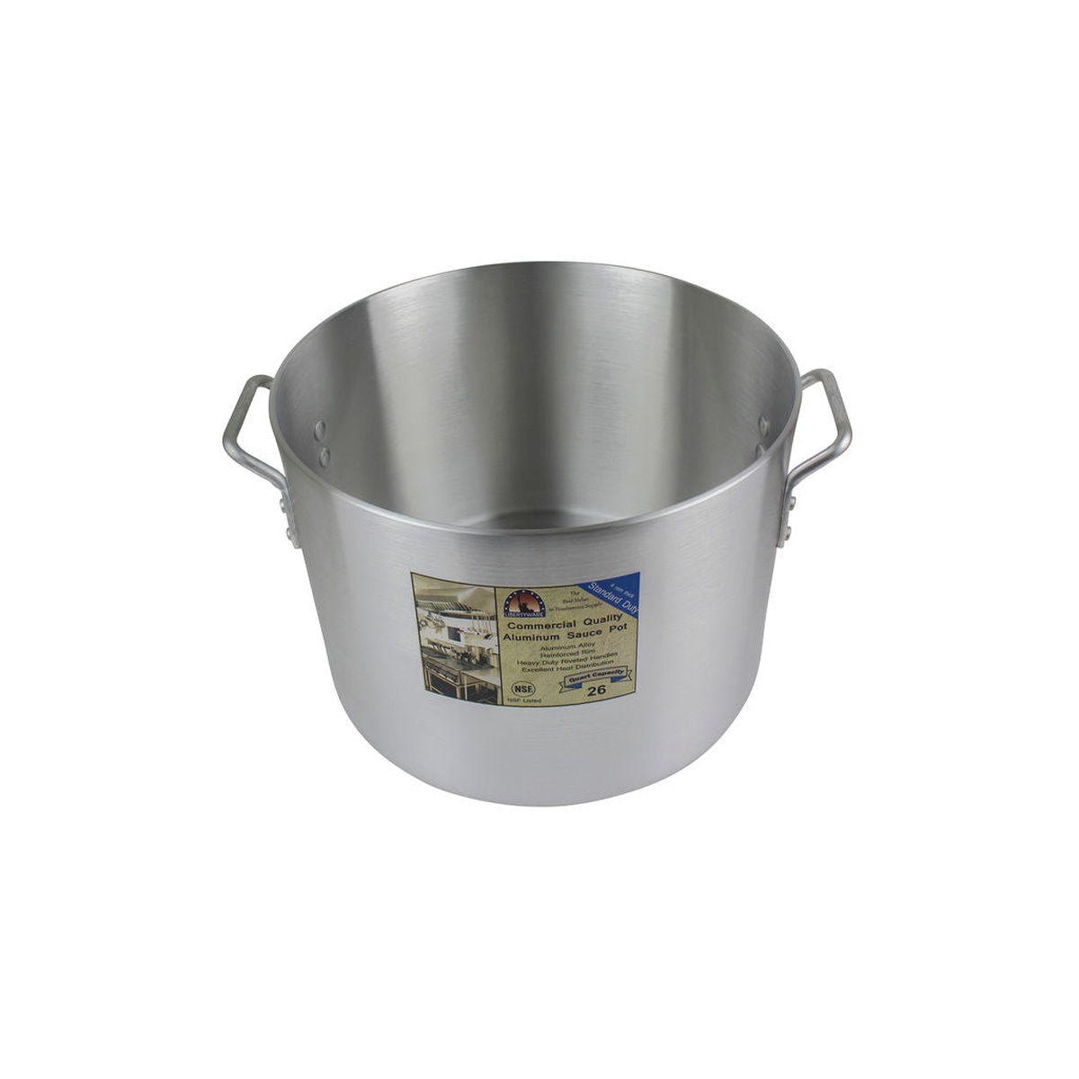 Libertyware SAU26 26-quart aluminum sauce pot angled top view showing interior and handles