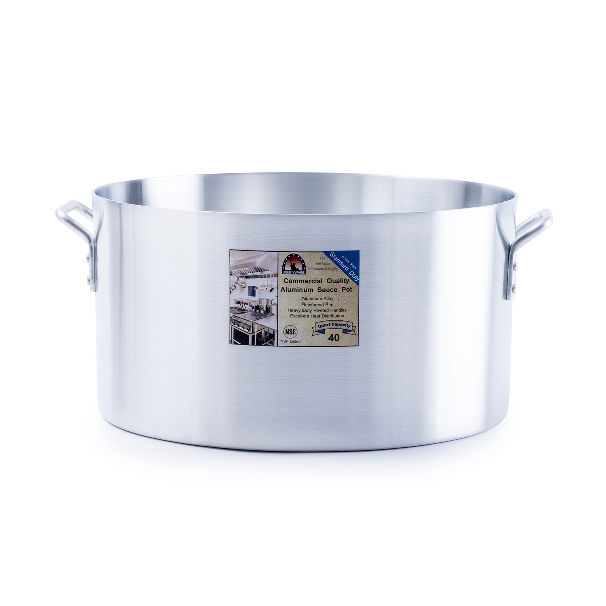 Libertyware 40 quart aluminum sauce pot with commercial label