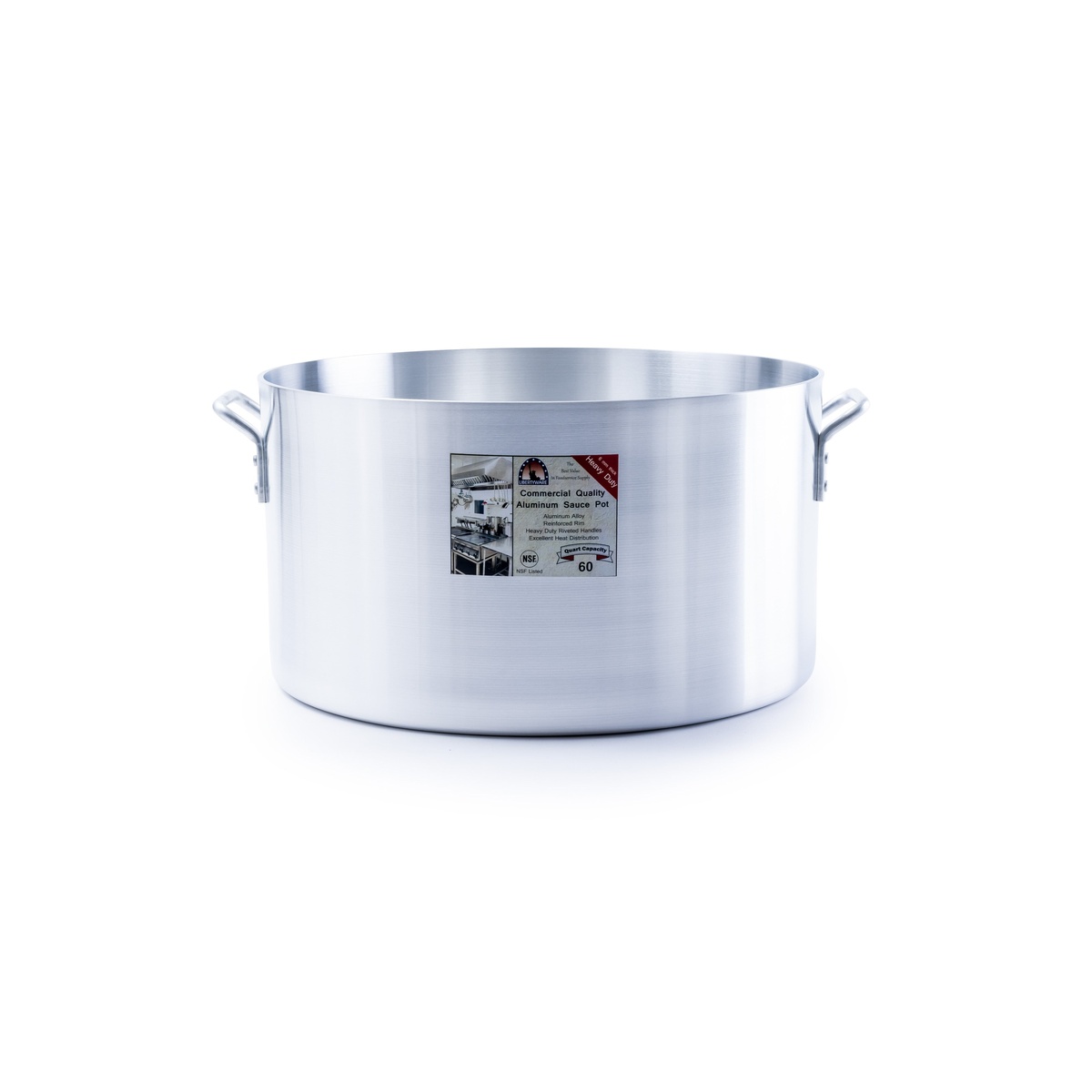 Libertyware 60 Quart Heavy Duty Aluminum Sauce Pot with product label