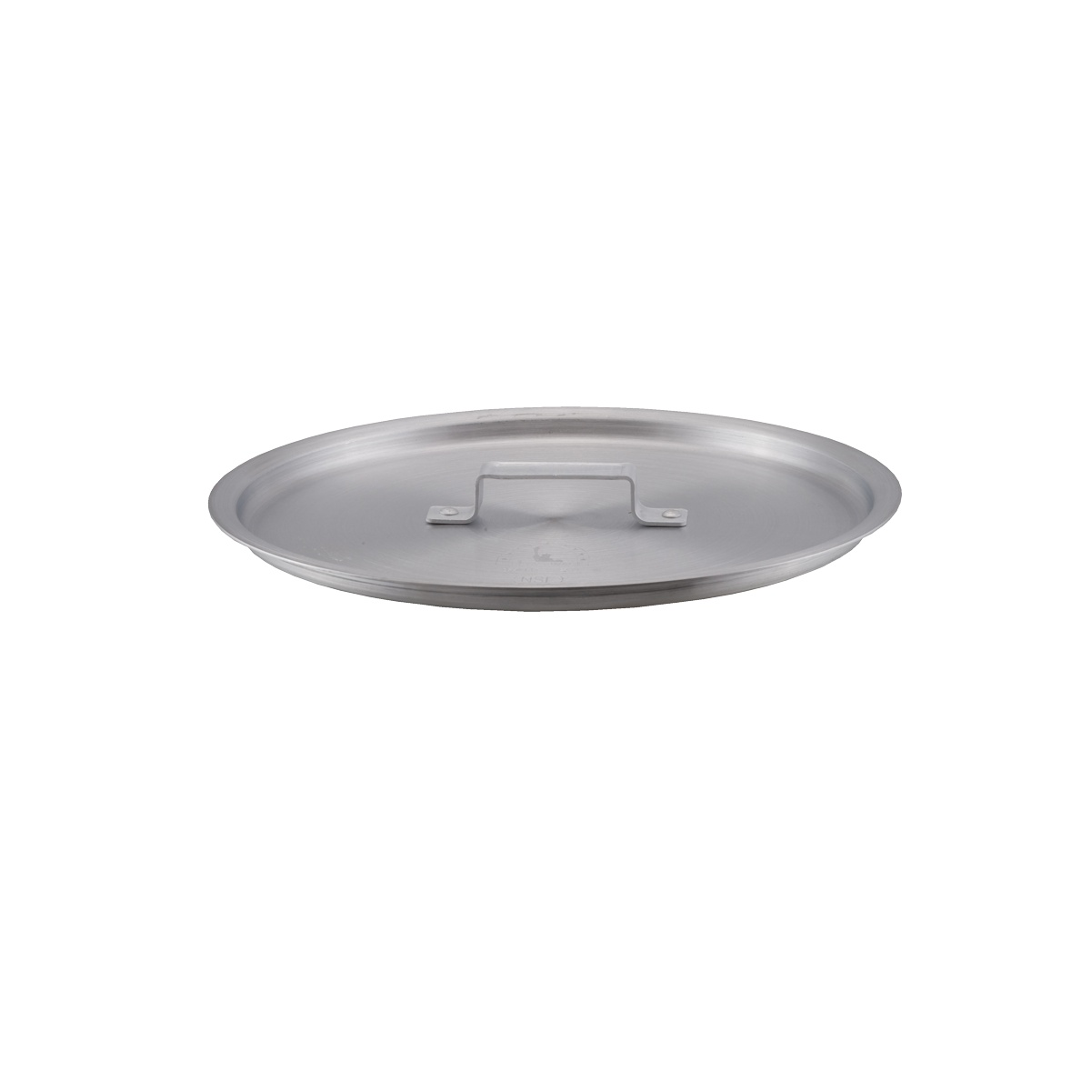 Libertyware SAUC20 round flat aluminum sauce pot lid with center handle on white background