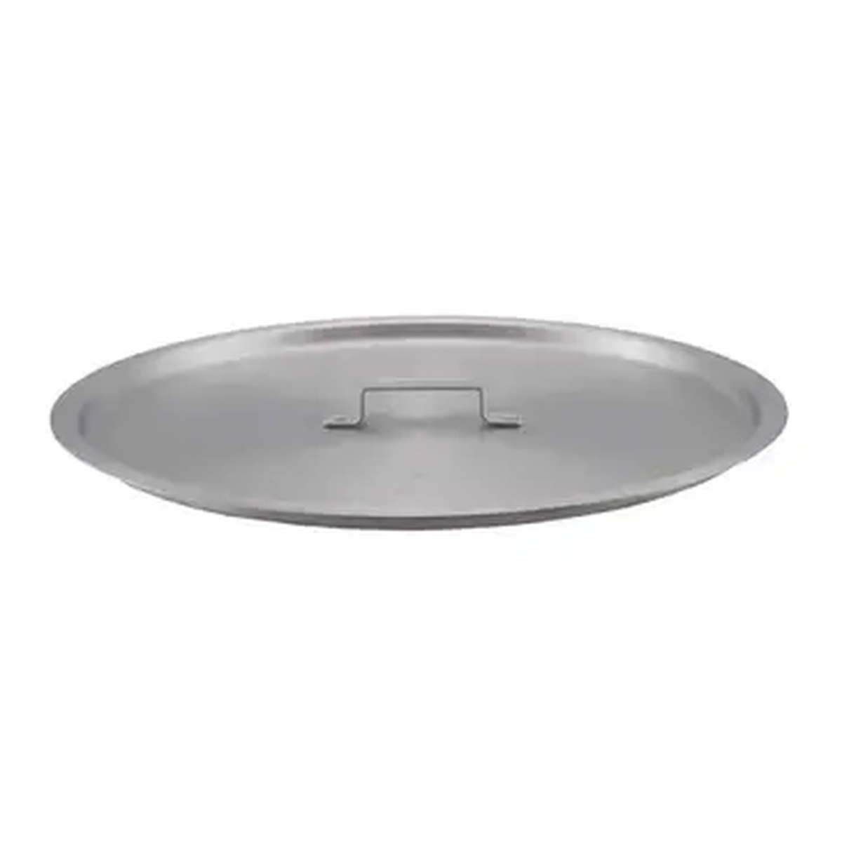 Libertyware SAUC40 round flat aluminum sauce pot cover with center handle, top view