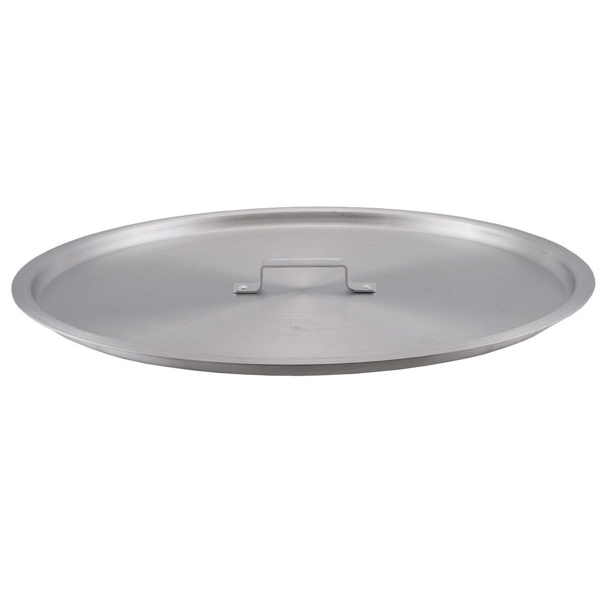 Libertyware SAUC60 round flat aluminum sauce pot cover with center handle, top view