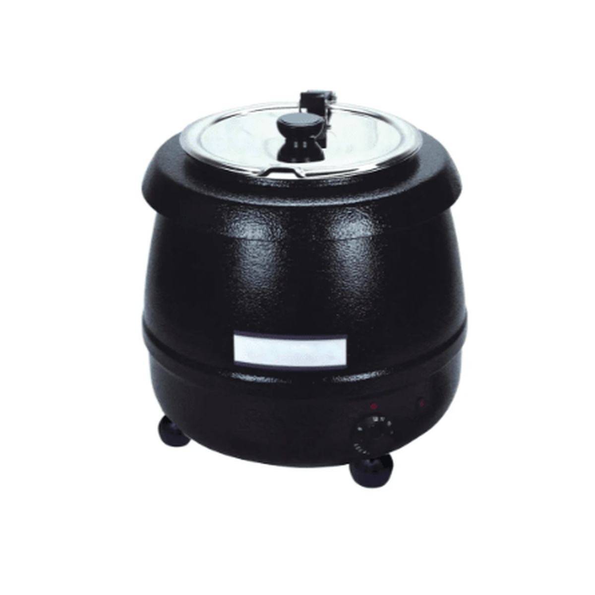 SB-6000 Enhanced black soup kettle with stainless steel lid and rotary temperature control knob
