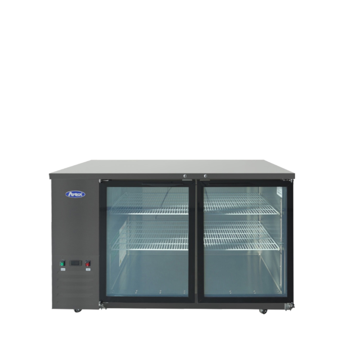 Atosa SBB59GGRAUS2 two-section glass door back bar cooler, front view