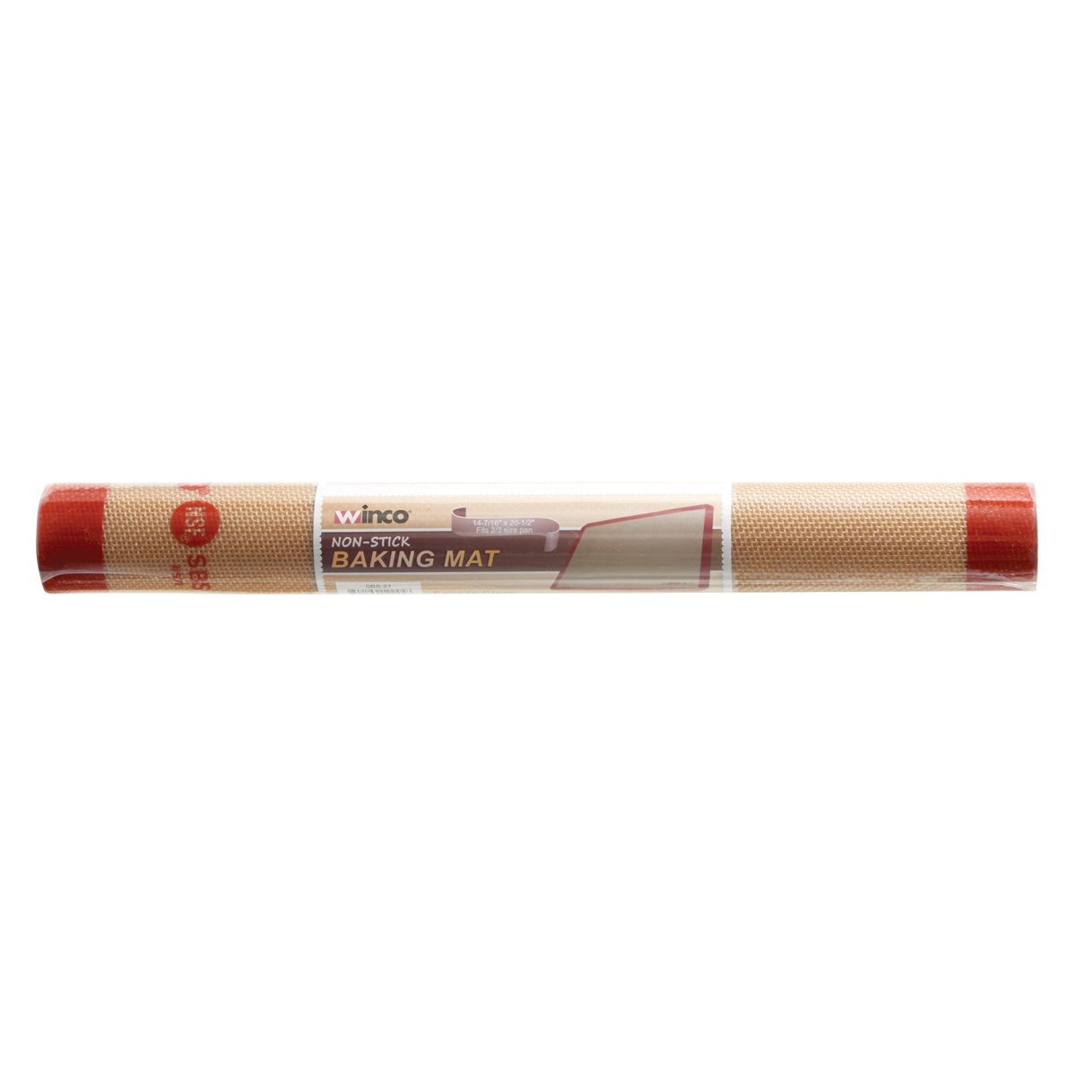 Winco SBS-21 non-stick baking mat rolled up in original packaging with product label
