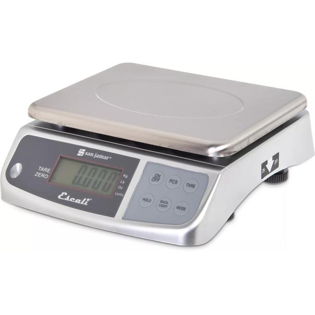 San Jamar Escali SCDGM66 digital kitchen scale with stainless steel removable platform and front control panel