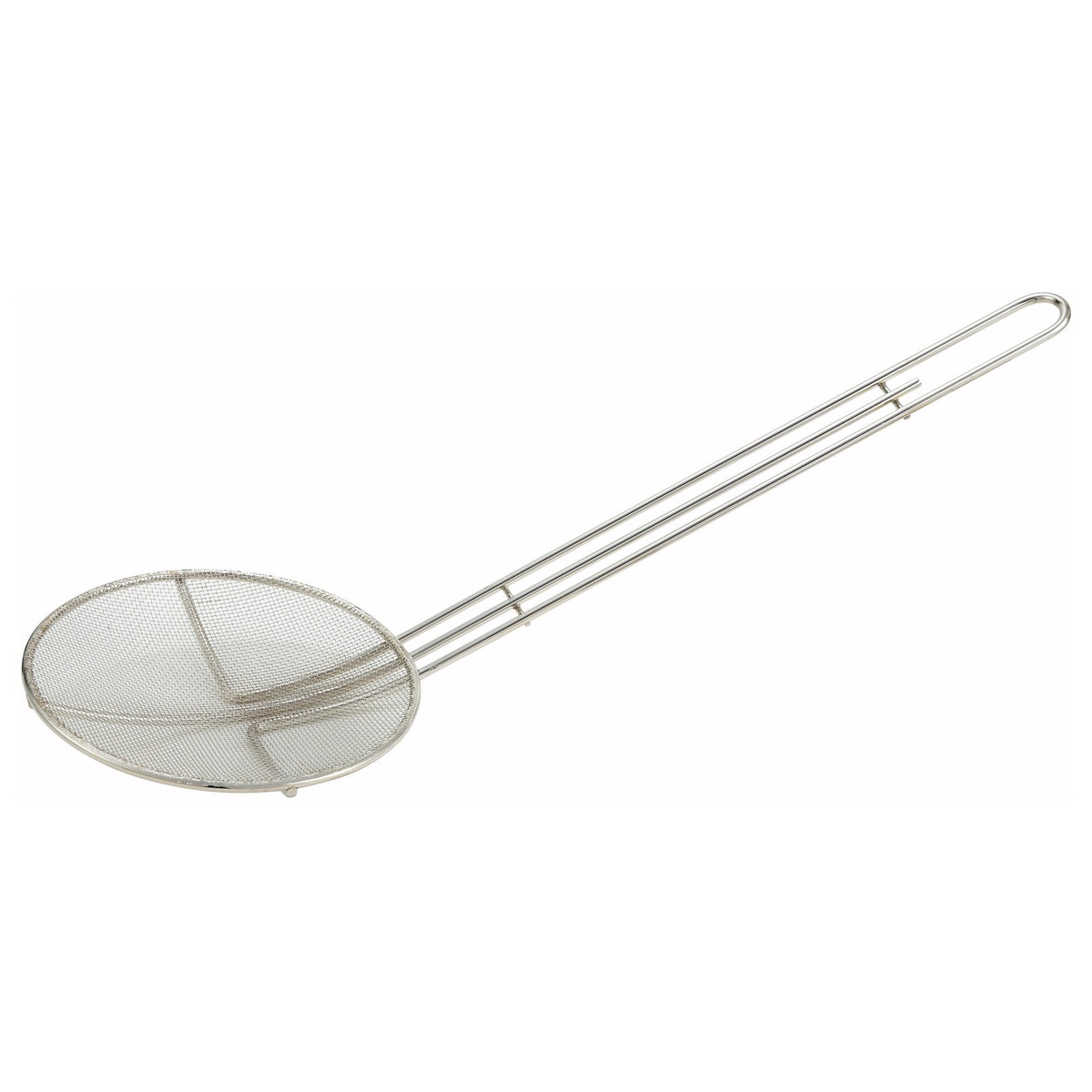 Winco SCF-6R 6-1/2 inch round nickel-plated mesh skimmer with 13-inch metal handle