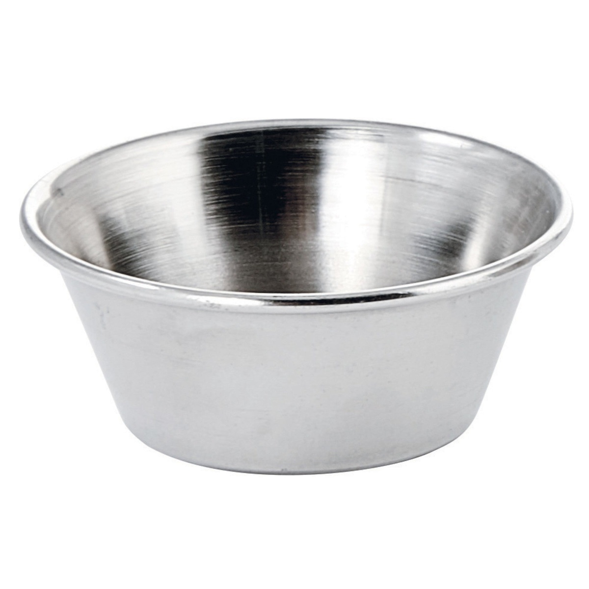Winco SCP-15 stainless steel sauce cup, round, 1.5 oz, plain white background