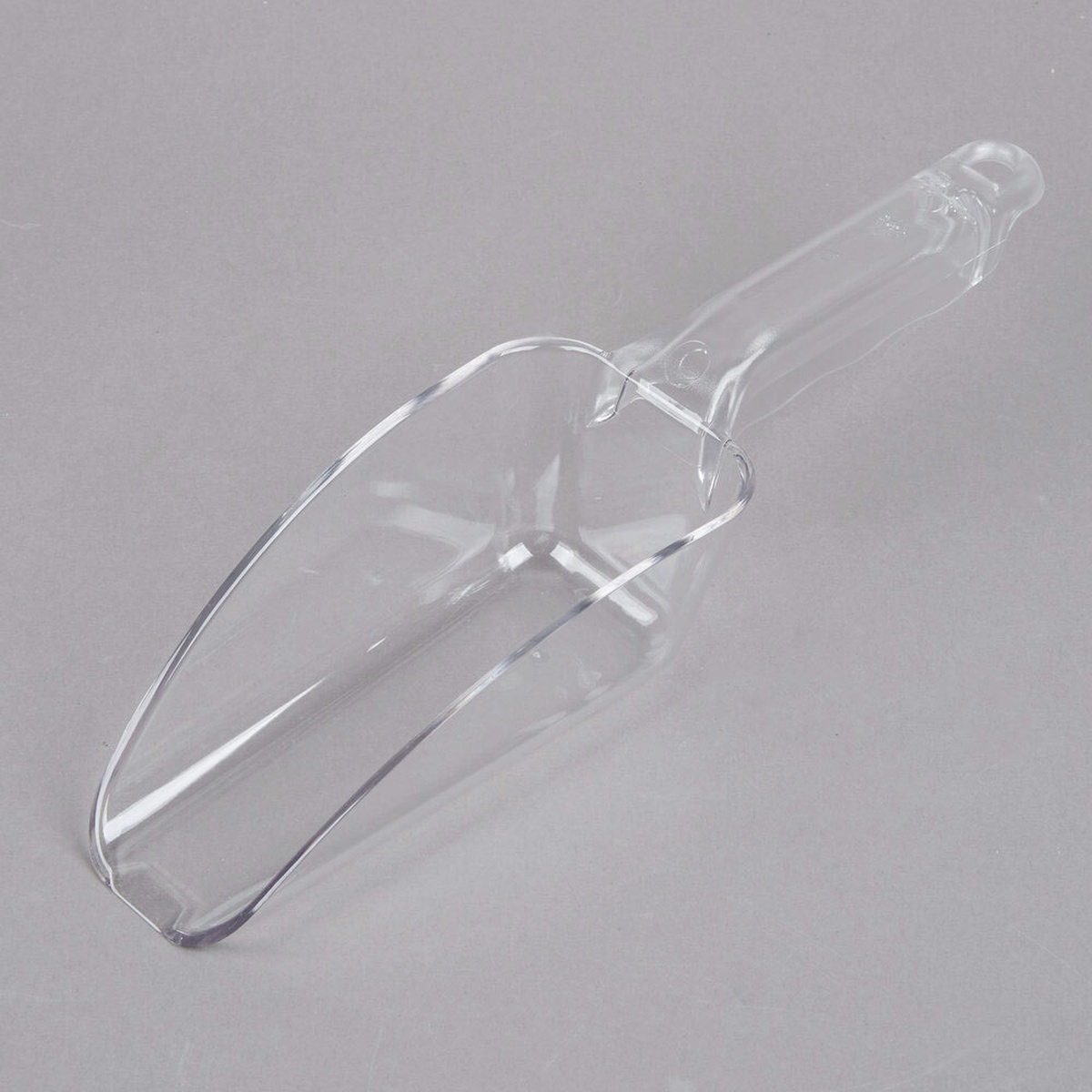 Cambro SCP12CW135 clear polycarbonate 12 oz. scoop with flat bottom bowl and molded sure grip handle with hanging hole