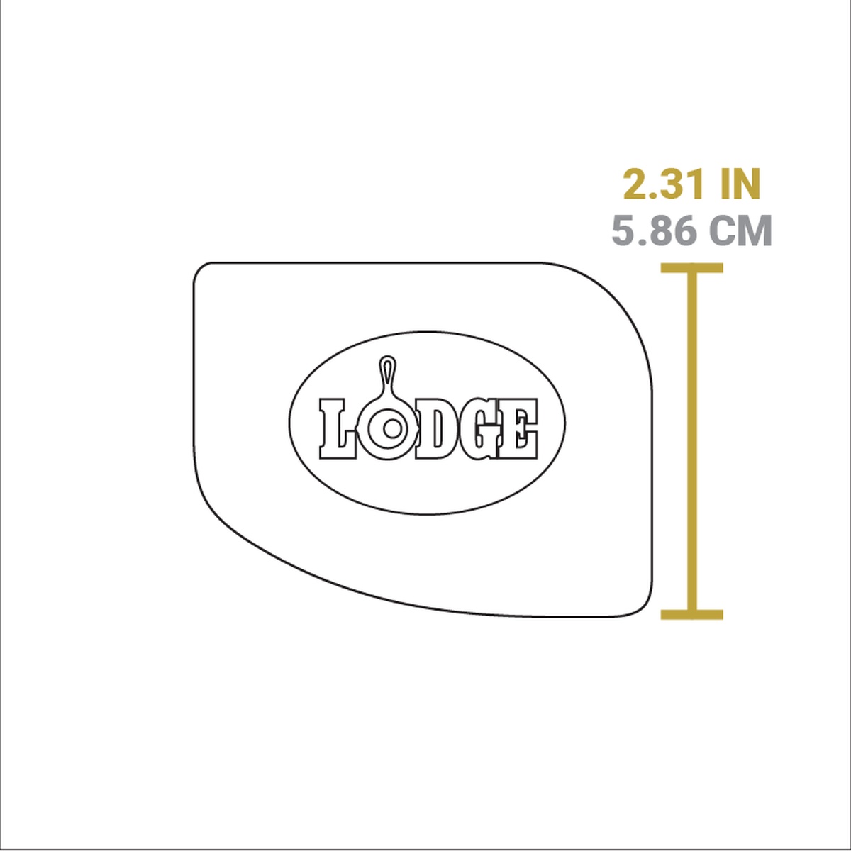 Pan scraper size diagram showing 2.31 inches (5.86 cm)