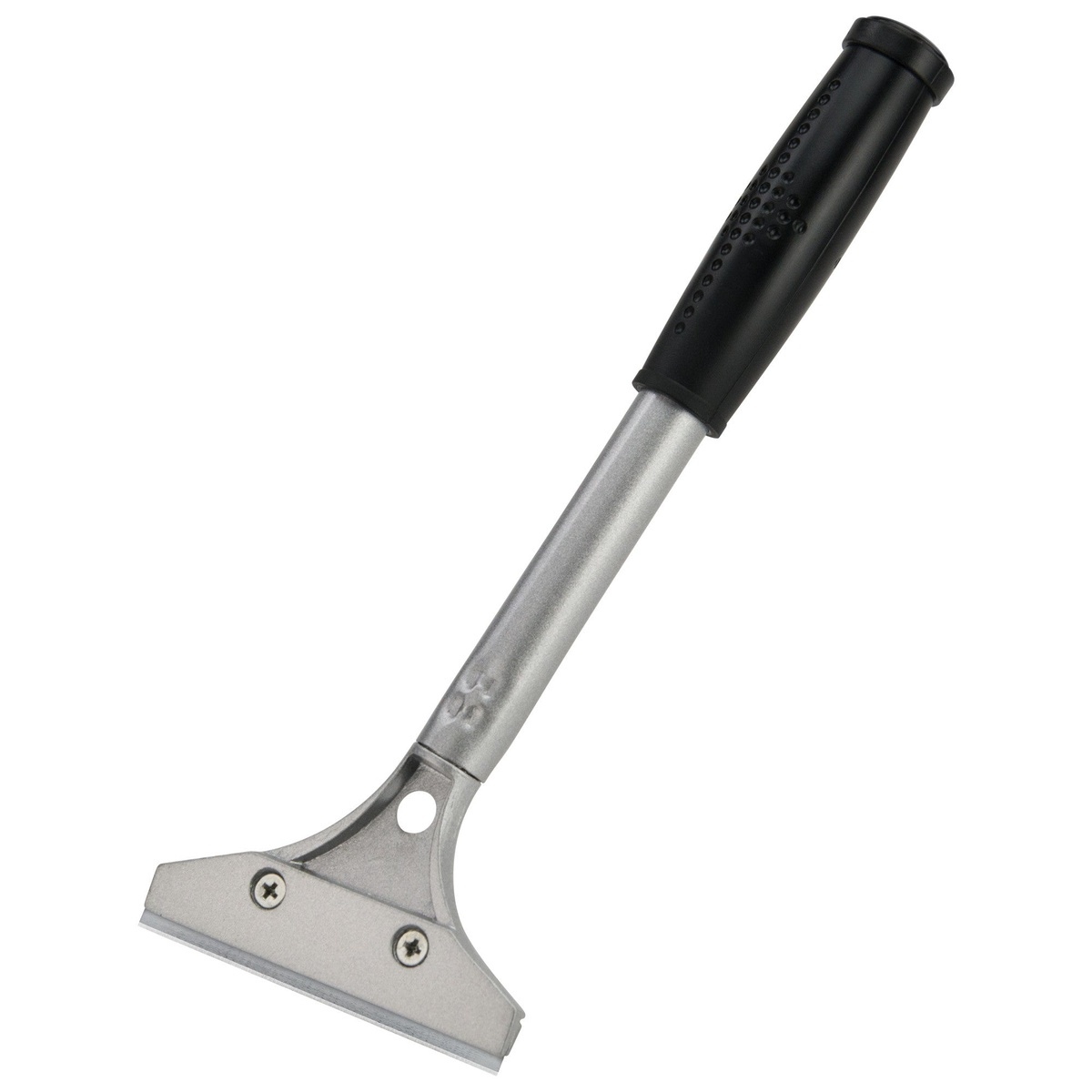 Winco SCRP-12 aluminum grill scraper with 4-inch blade and black PVC grip handle