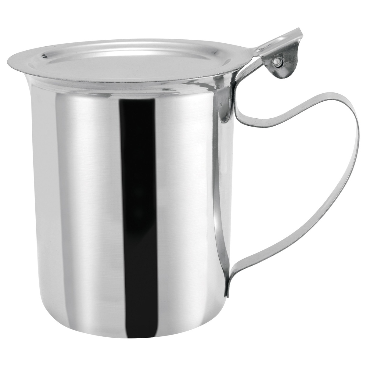 Winco SCT-10F 10 oz stainless steel creamer server with stackable cover and handle