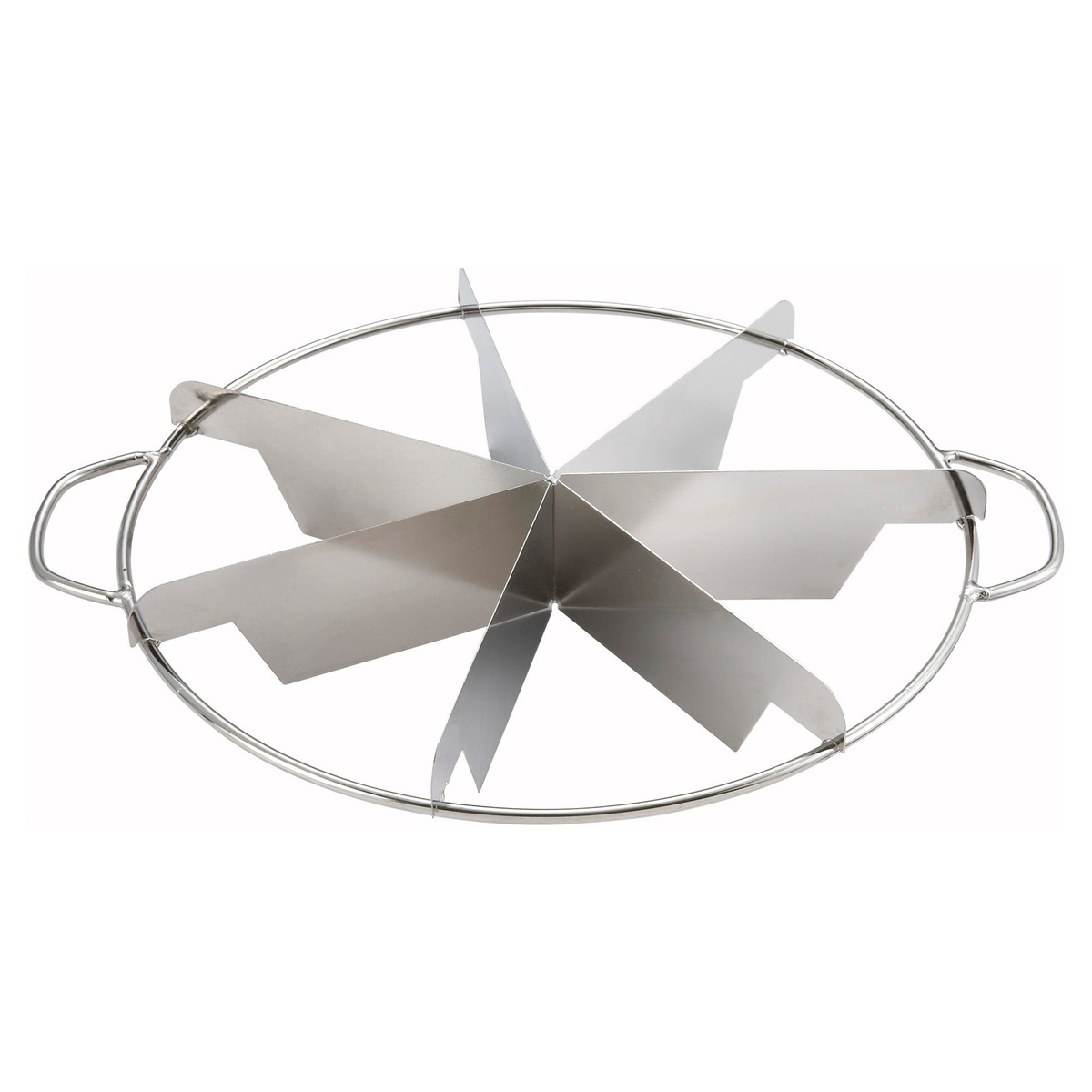 Winco SCU-7 stainless steel 7-section pie cutter with circular wire frame and two side handles