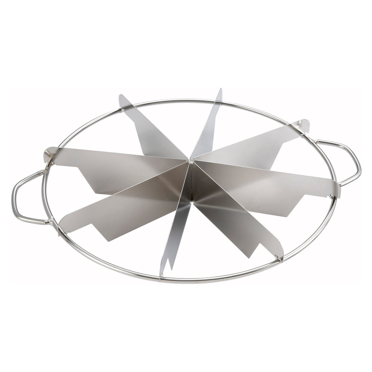 Winco SCU-8 stainless steel 8-cut pie cutter with round wire frame and eight fixed divider blades