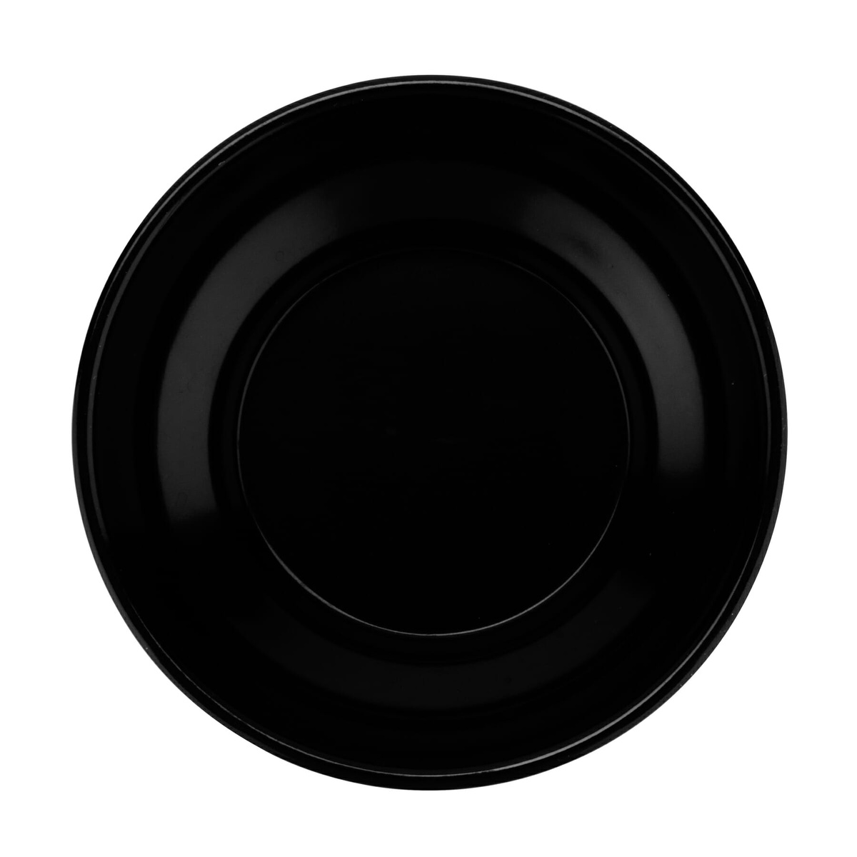 G.E.T. Enterprises SD-05-BK black melamine salsa dish overhead view showing 4-inch diameter and wide rim