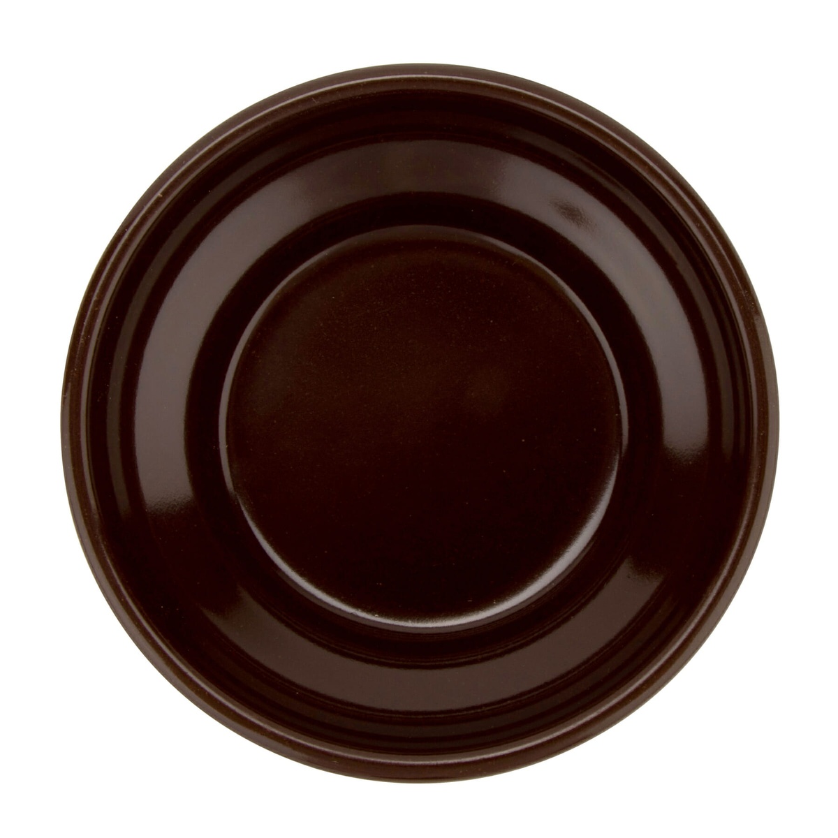 G.E.T. Enterprises SD-05-BR brown melamine salsa dish, top-down view showing wide rim and round profile