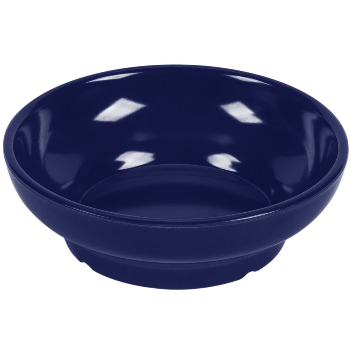 G.E.T. Enterprises SD-05-CB cobalt blue 5 oz. melamine salsa dish with footed base, shown on white background
