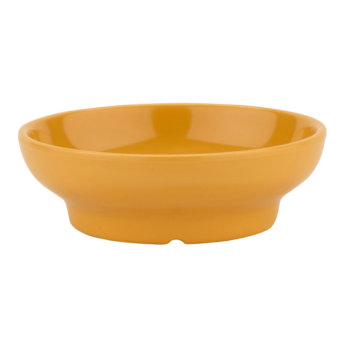 G.E.T. SD-05-TY tropical yellow melamine salsa dish, side profile showing heavy base and thick walls