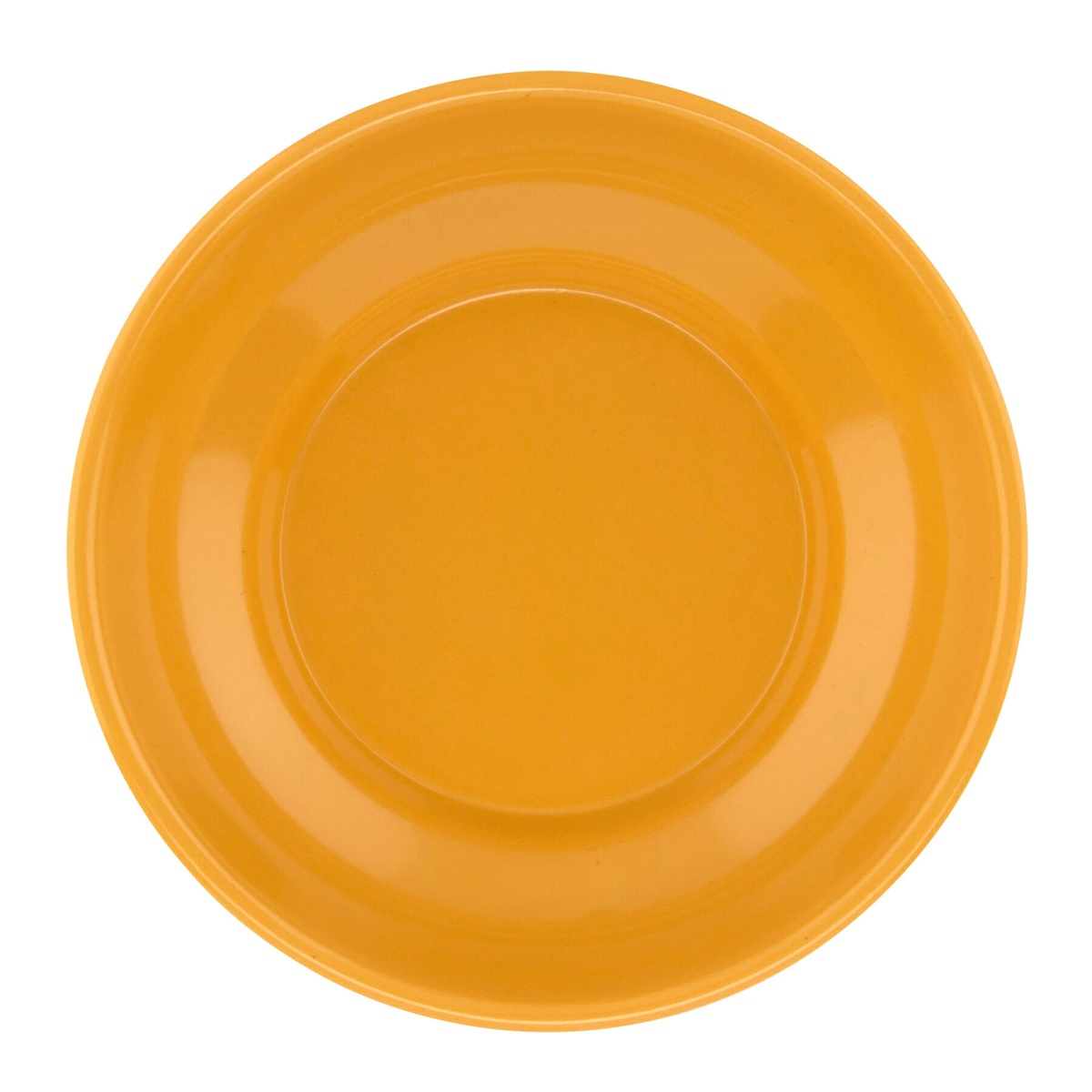 G.E.T. Enterprises SD-05-TY tropical yellow melamine salsa dish, overhead view showing round shape and concentric rim detail