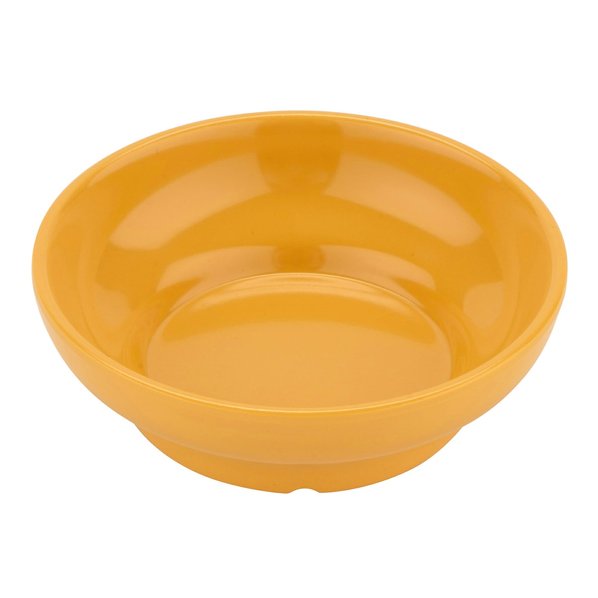 G.E.T. Enterprises SD-05-TY tropical yellow melamine salsa dish, angled top view showing wide rim and bowl interior